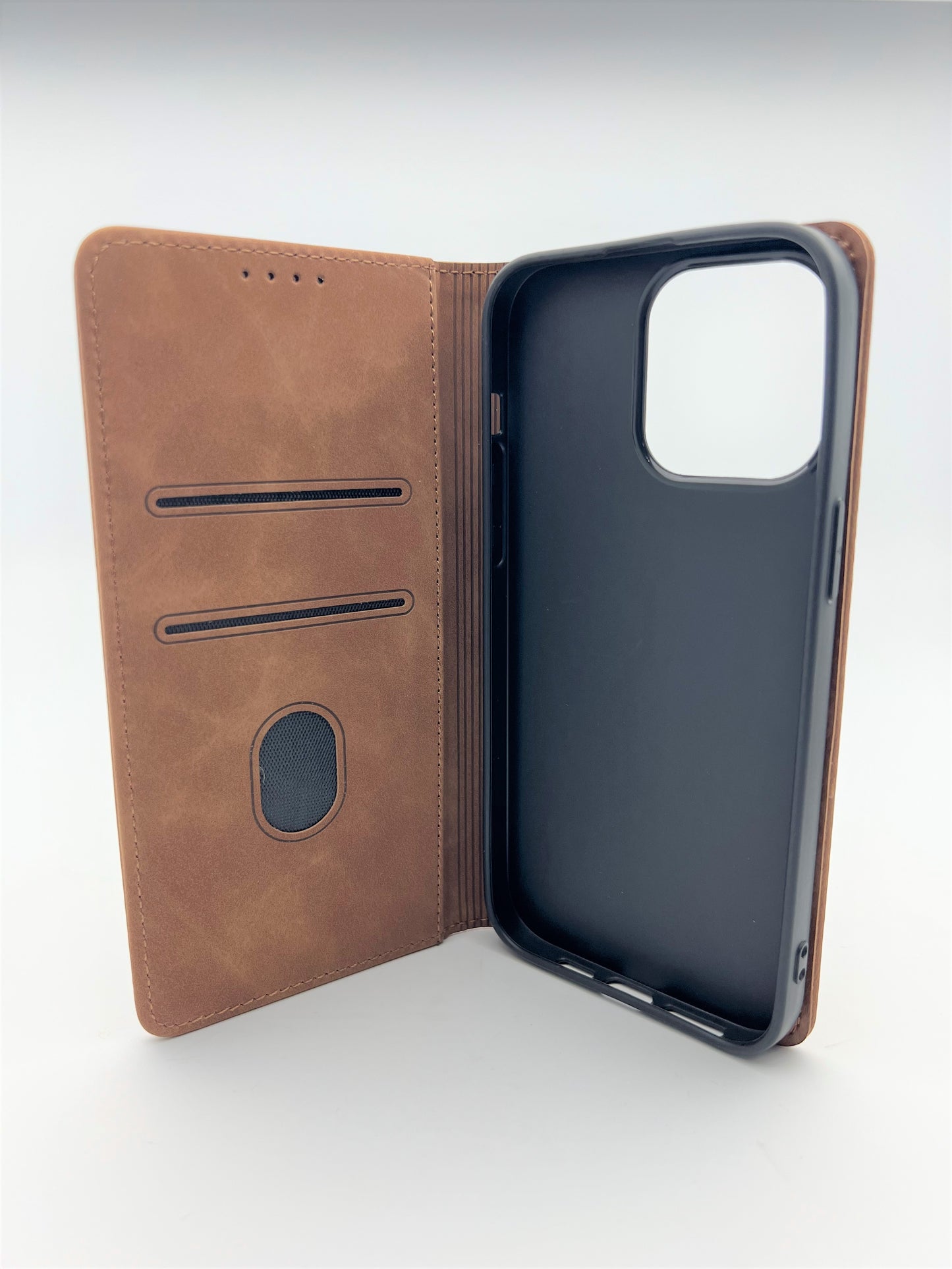 iPhone 14 Pro 6.1 Suede Window Wallet - Light Brown