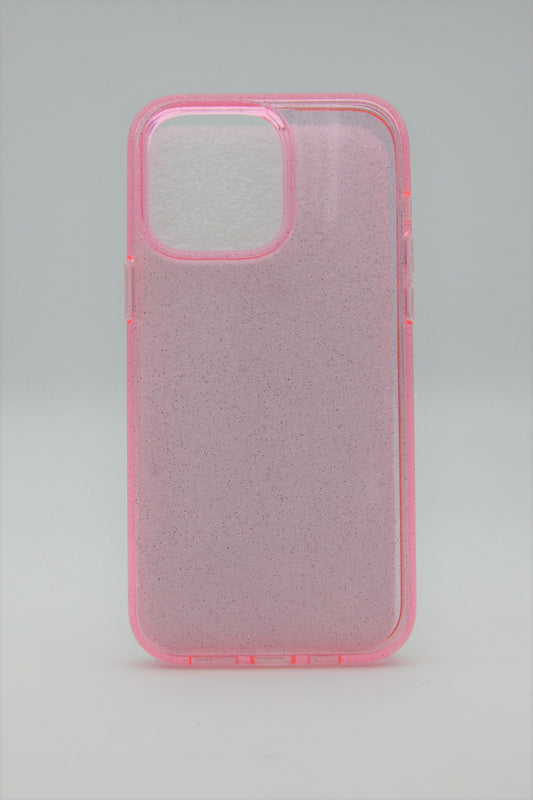 iPhone 14 Pro 6.1 Tough One Piece Glitter Clear - Pink