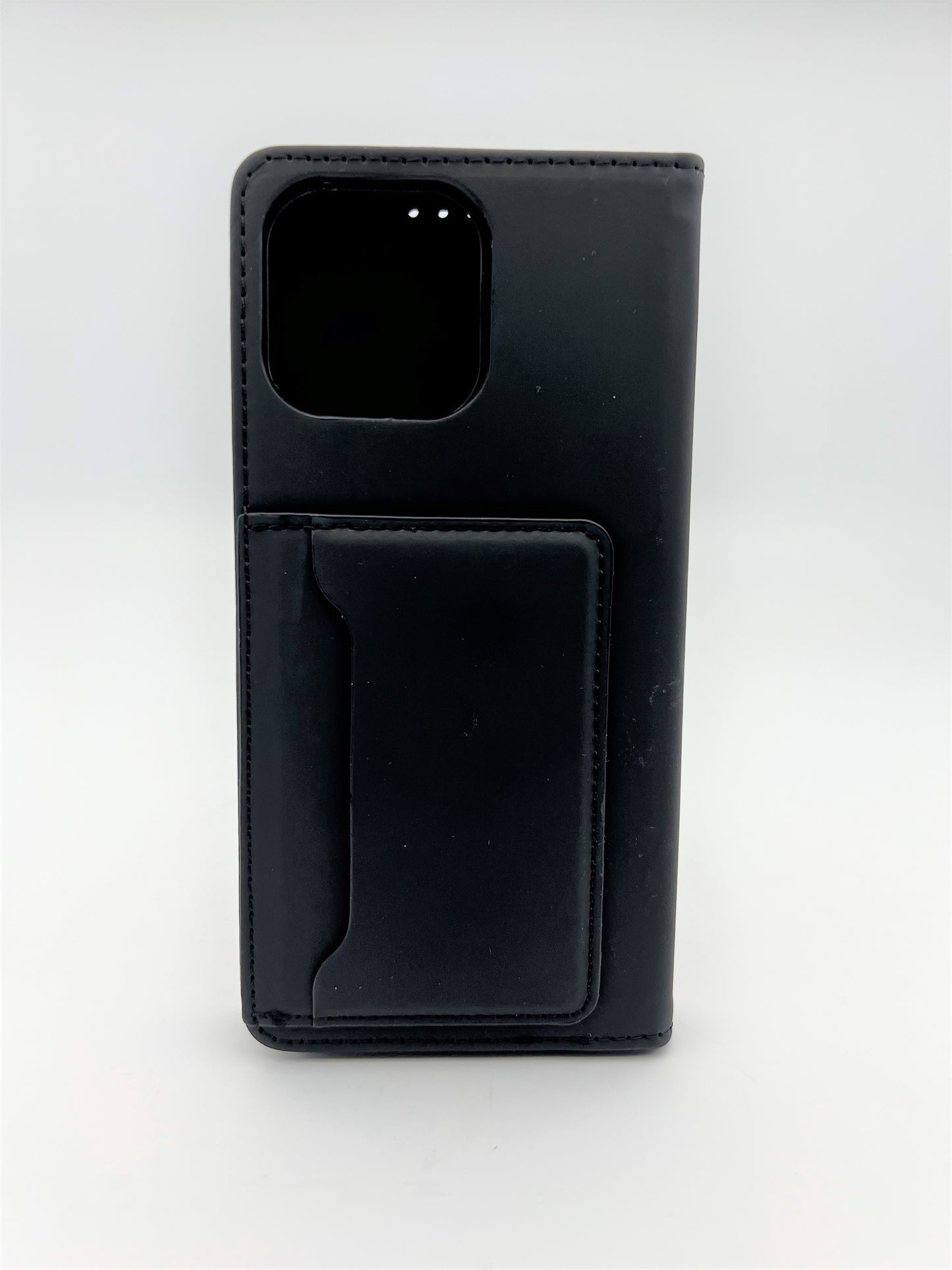 iPhone 14 Pro 6.1 Suede Wallet Case W/ Back Card Slot - Black