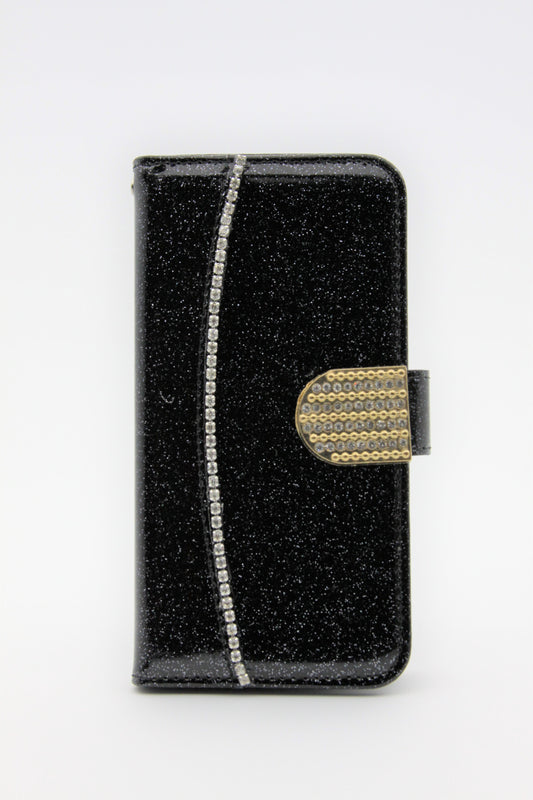 iPhone X/XS Glitter Wallet Case - Black
