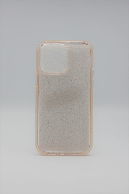 iPhone 14 Pro Max 6.7 Tough One Piece Glitter Clear - Peach